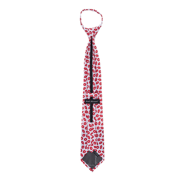 Valentine's Day Red Lips Kisses Zipper Tie