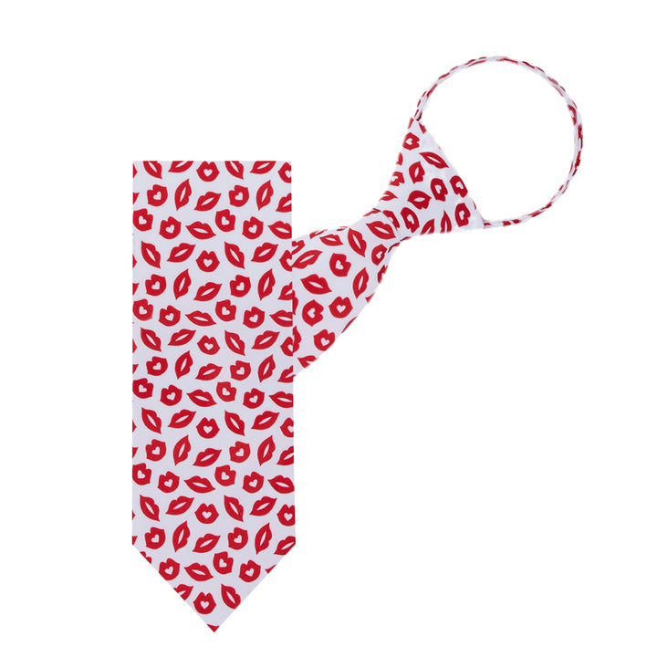 Valentine's Day Red Lips Kisses Zipper Tie
