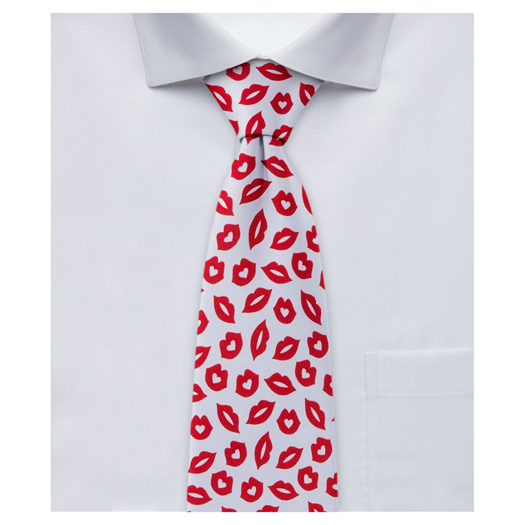 Valentine's Day Red Lips Kisses Zipper Tie