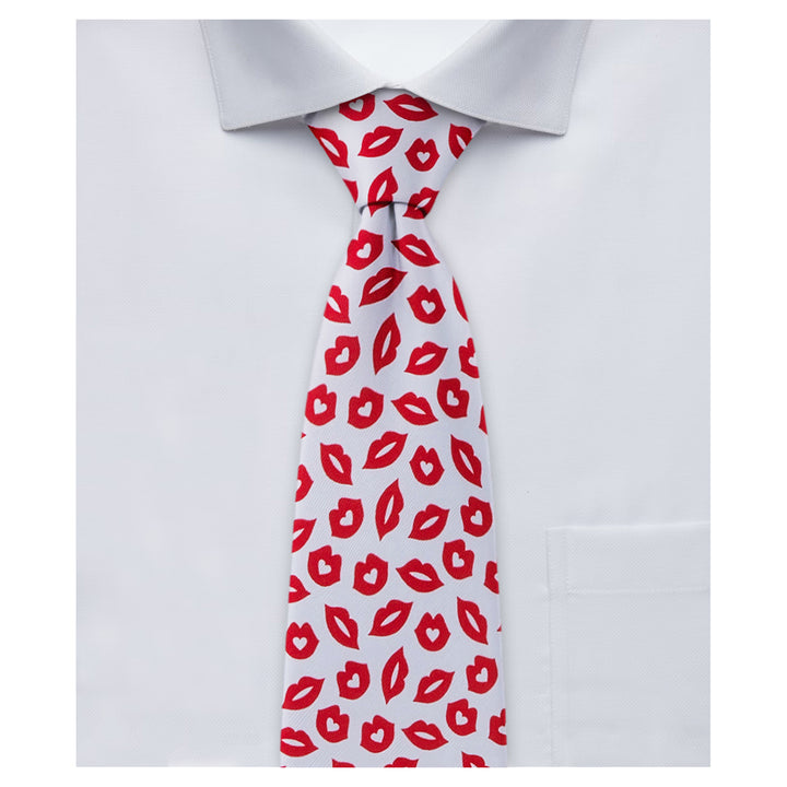 Valentine's Day Red Lips Kisses Extra Long Tie