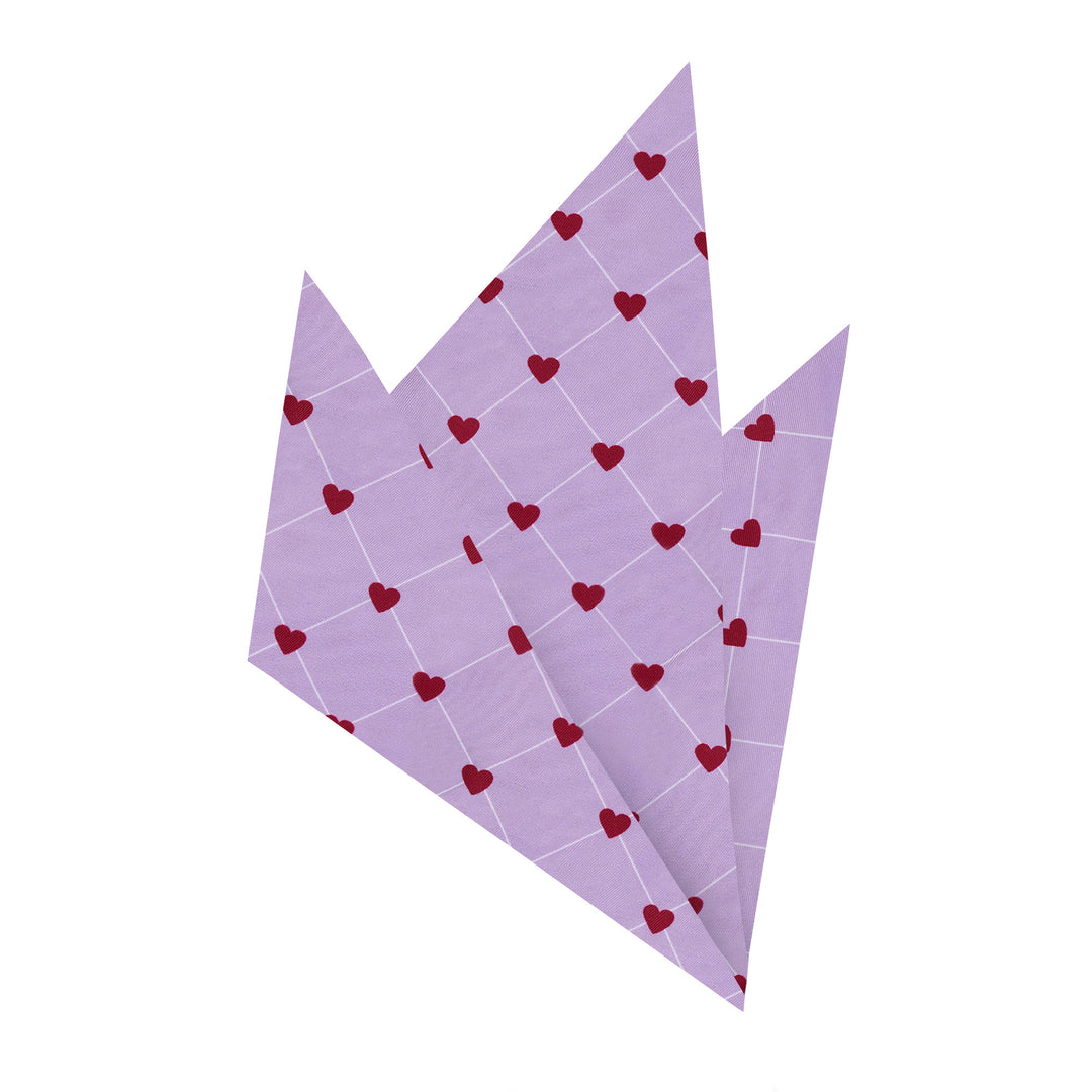 Valentine's Grid Hearts Pocket Square - Lavender