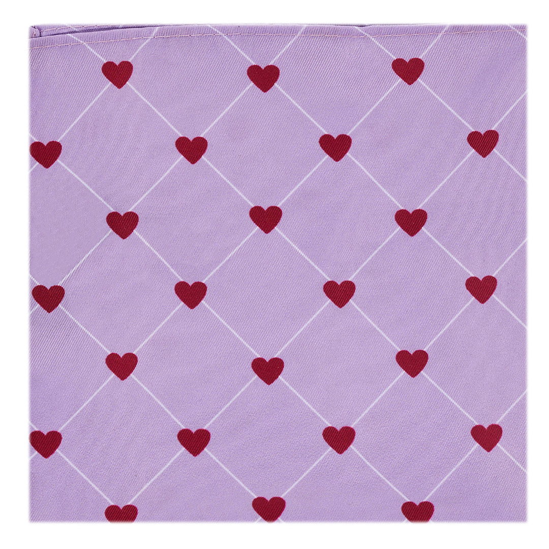 Valentine's Grid Hearts Pocket Square - Lavender
