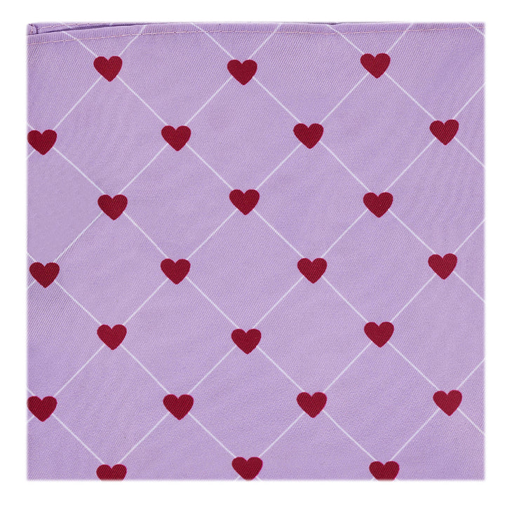 Valentine's Grid Hearts Pocket Square - Lavender