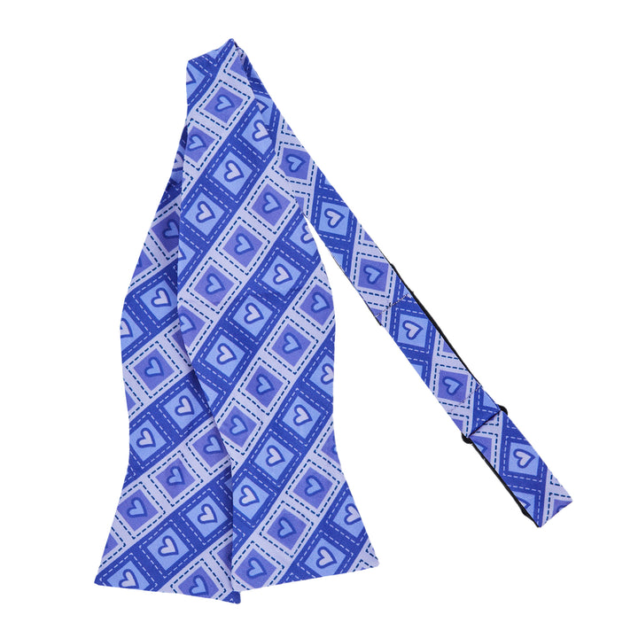 Valentine's Diagonal Striped Hearts in Squares Self-Tie Bow Tie - Purple