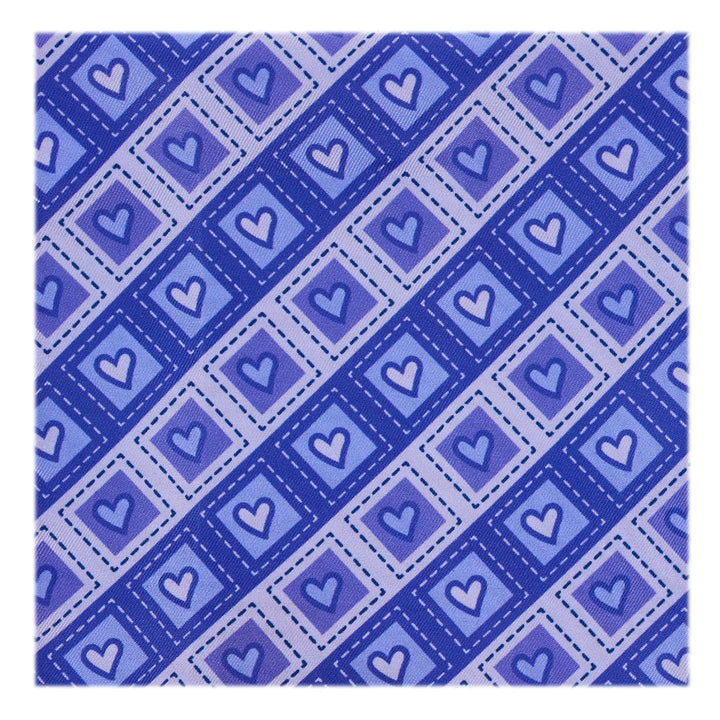 Valentine's Diagonal Striped Hearts in Squares Pocket Square - Purple