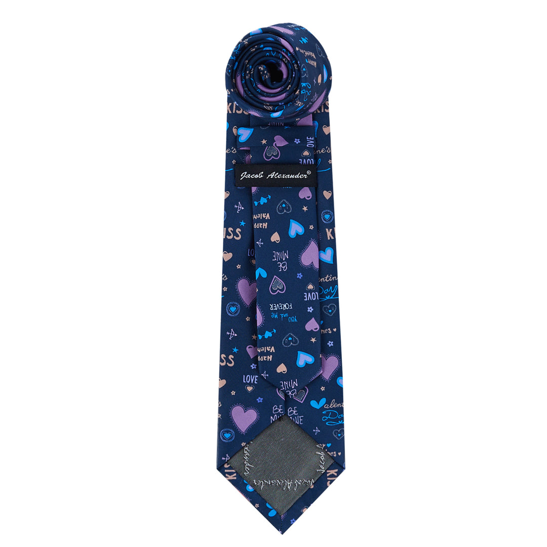 Valentine's Hearts and Love Phrases Tie - Purple