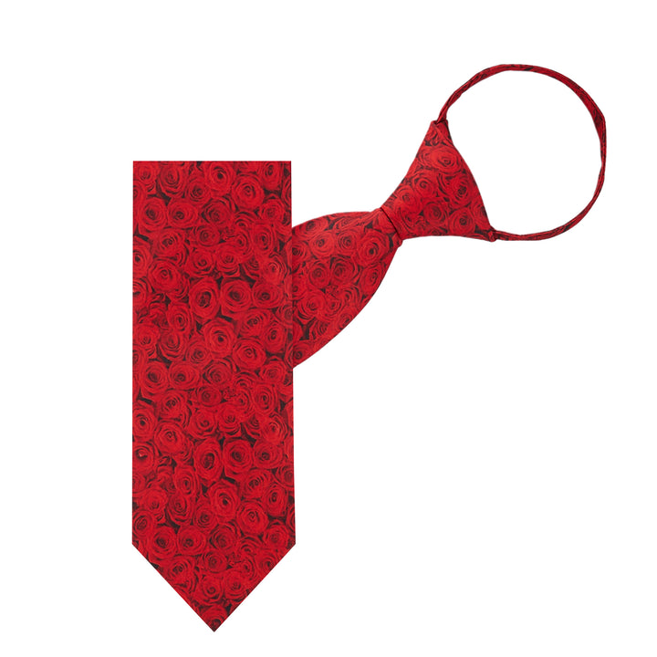 Valentine's Red Roses Zipper Tie
