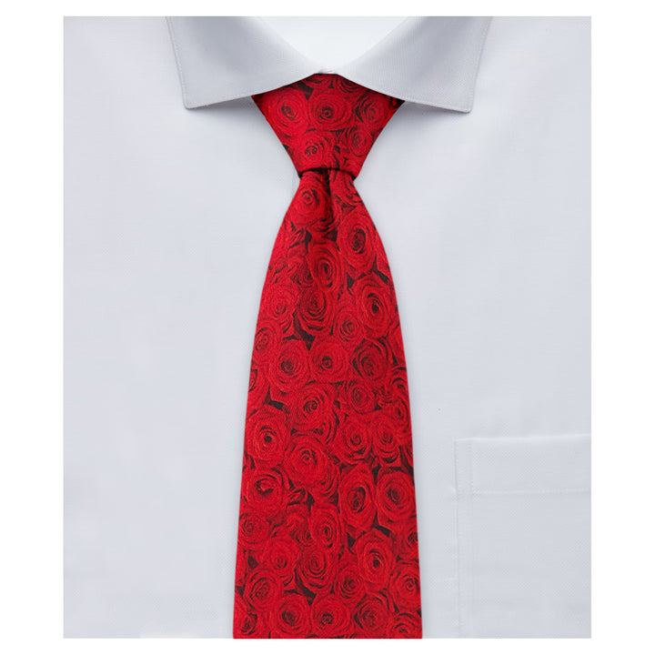 Valentine's Red Roses Zipper Tie