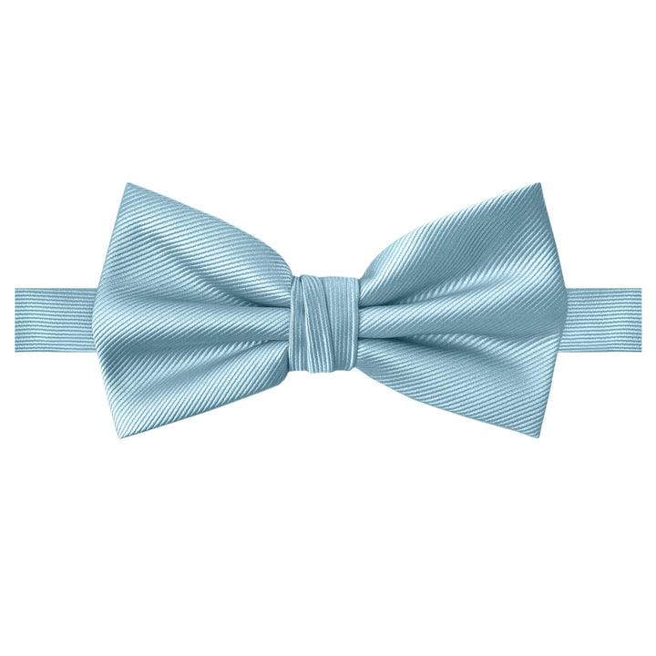 Silk Blend Solid Banded Bow Tie - Sky Blue