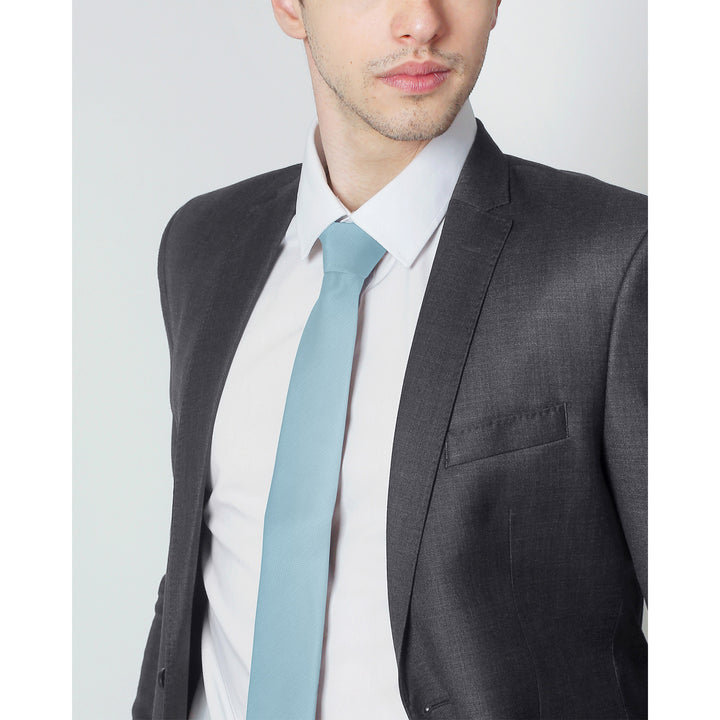 Silk Blend Solid Slim Tie - Sky Blue
