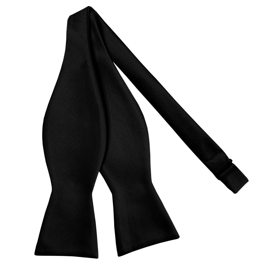 Wedding Silk Blend Solid Self-Tie Bow Tie - Black
