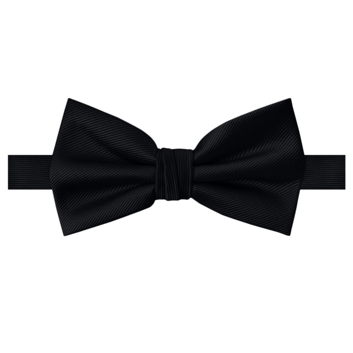 Silk Blend Solid Banded Bow Tie - Black