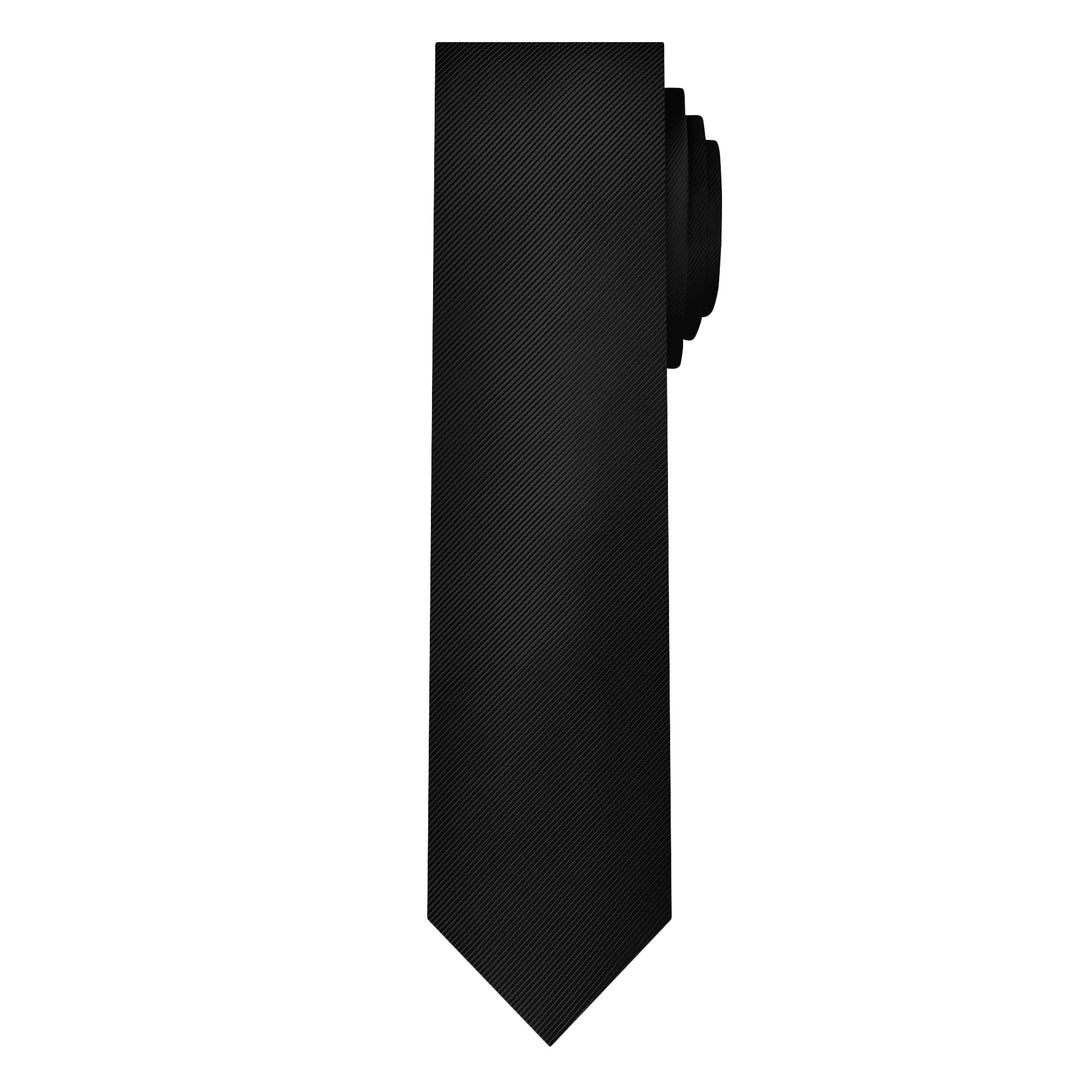 Silk Blend Solid Slim Tie - Black