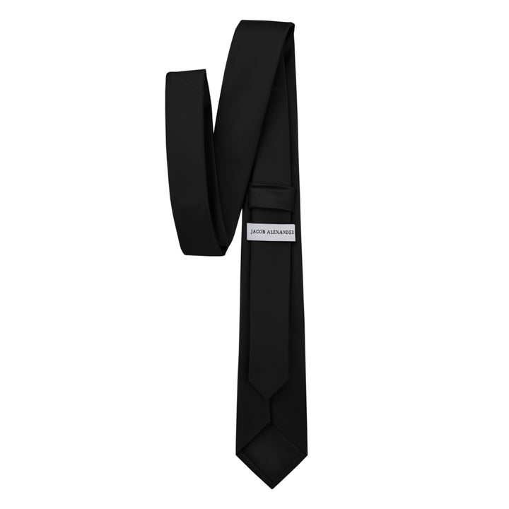 Silk Blend Solid Slim Tie - Black
