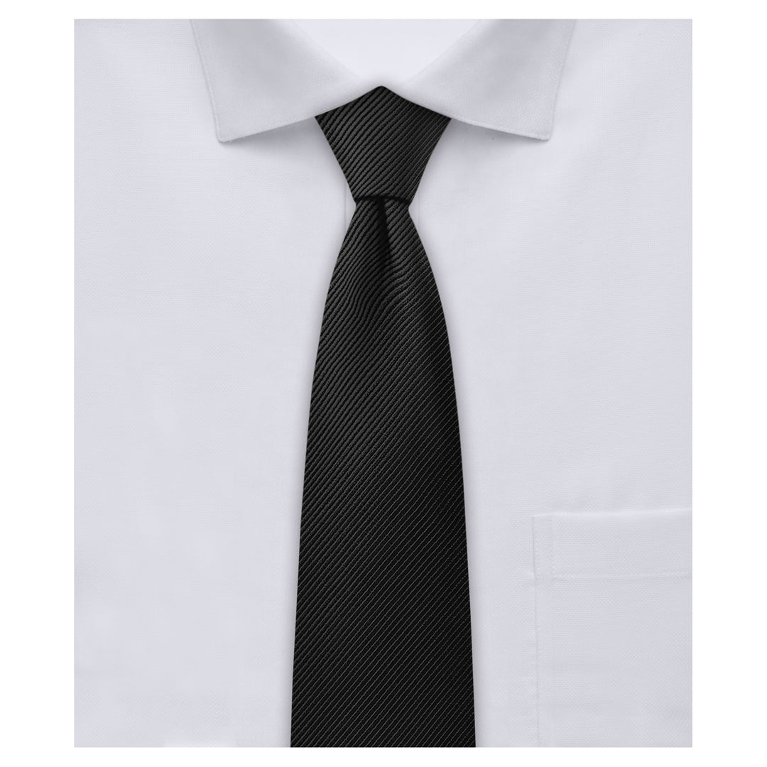 Silk Blend Solid Slim Tie - Black
