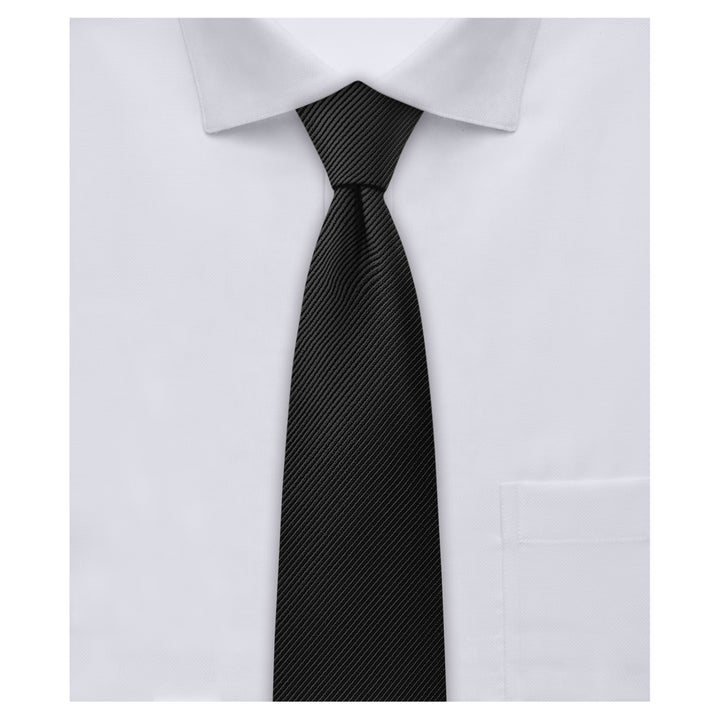 Silk Blend Solid Slim Tie - Black
