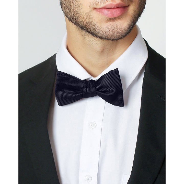 Silk Blend Solid Self-Tie Bow Tie - Navy Blue