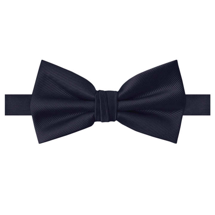 Silk Blend Solid Banded Bow Tie - Navy Blue