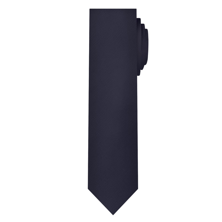Silk Blend Solid Slim Tie - Navy Blue