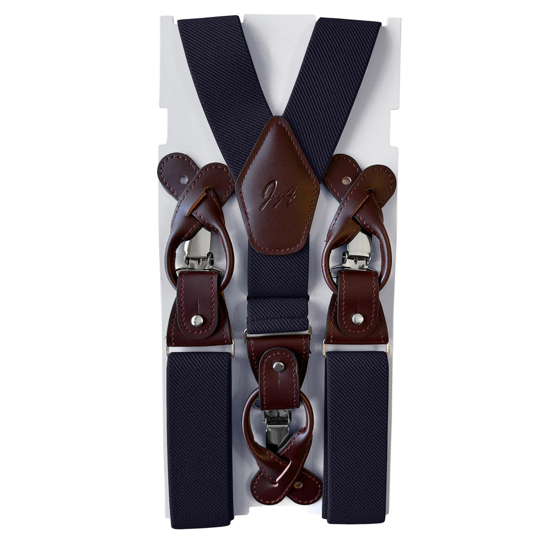 Elastic Solid Suspenders - Navy Blue