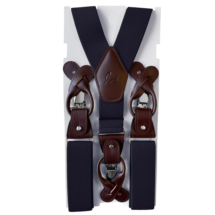Elastic Solid Suspenders - Navy Blue