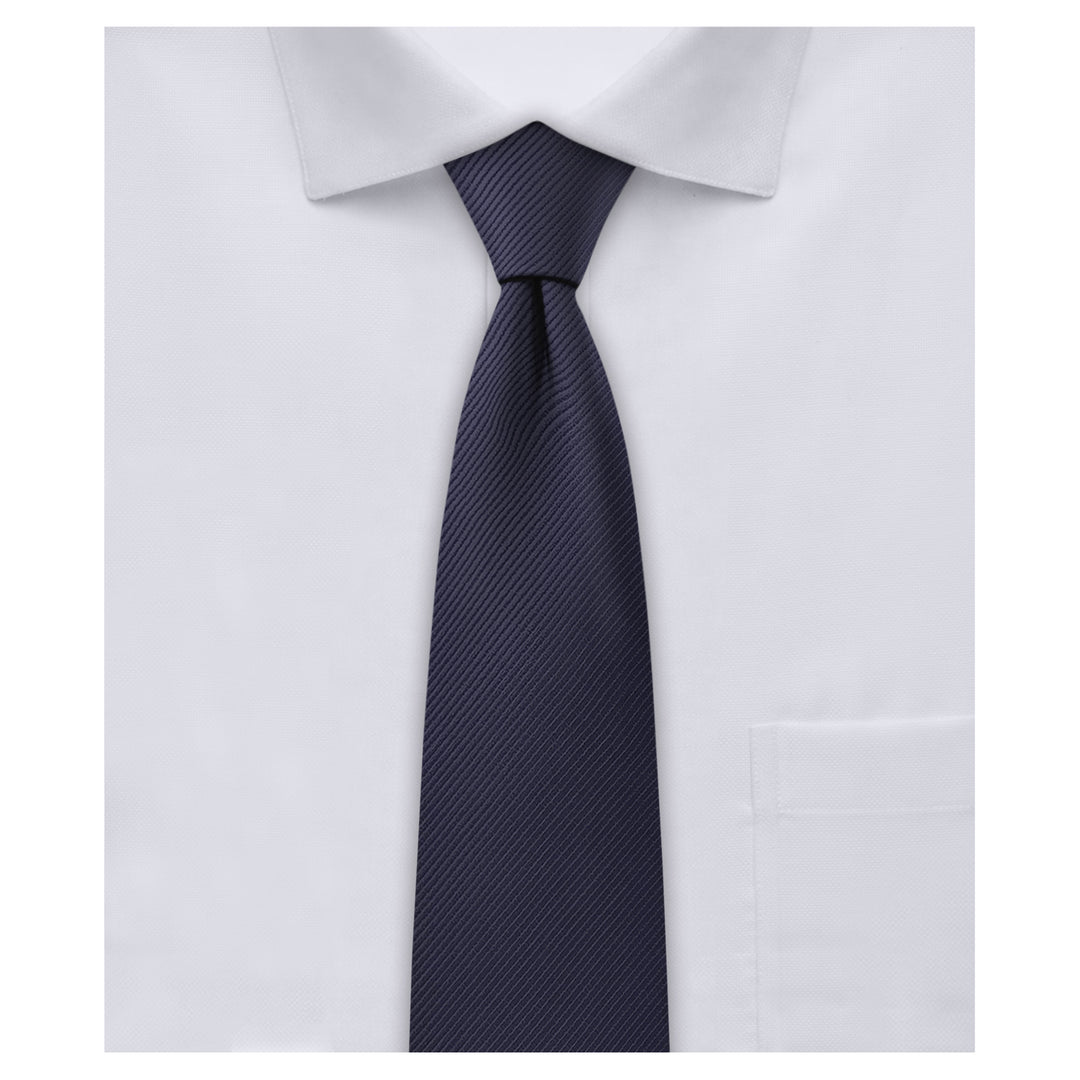 Silk Blend Solid Slim Tie - Navy Blue