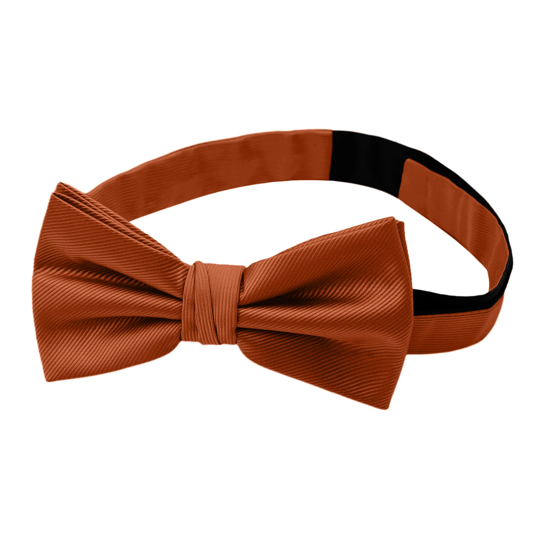 Silk Blend Solid Banded Bow Tie - Rust