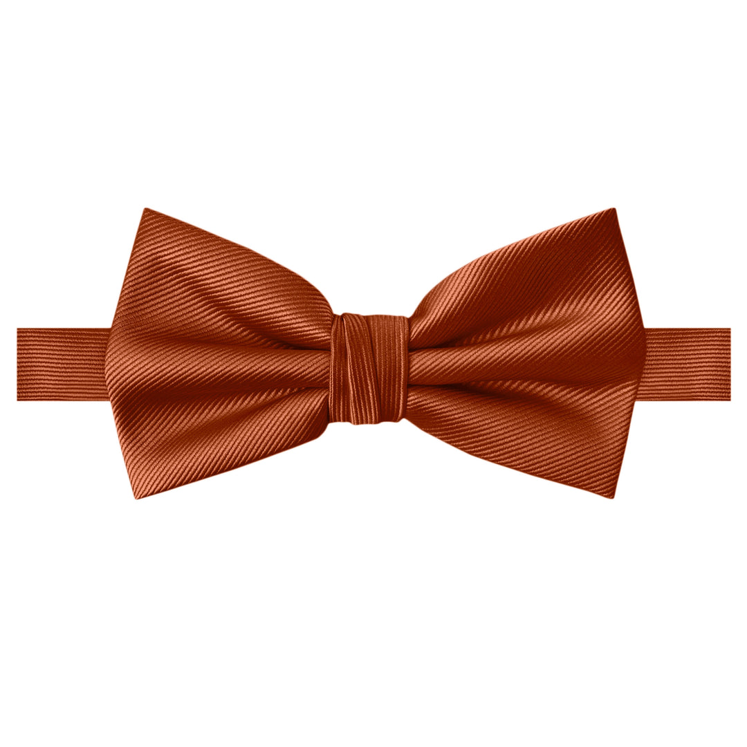 Wedding Silk Blend Solid Banded Bow Tie - Rust