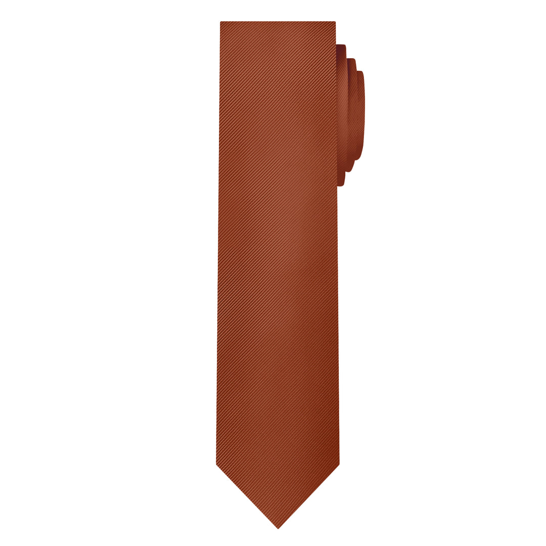 Silk Blend Solid Slim Tie - Rust