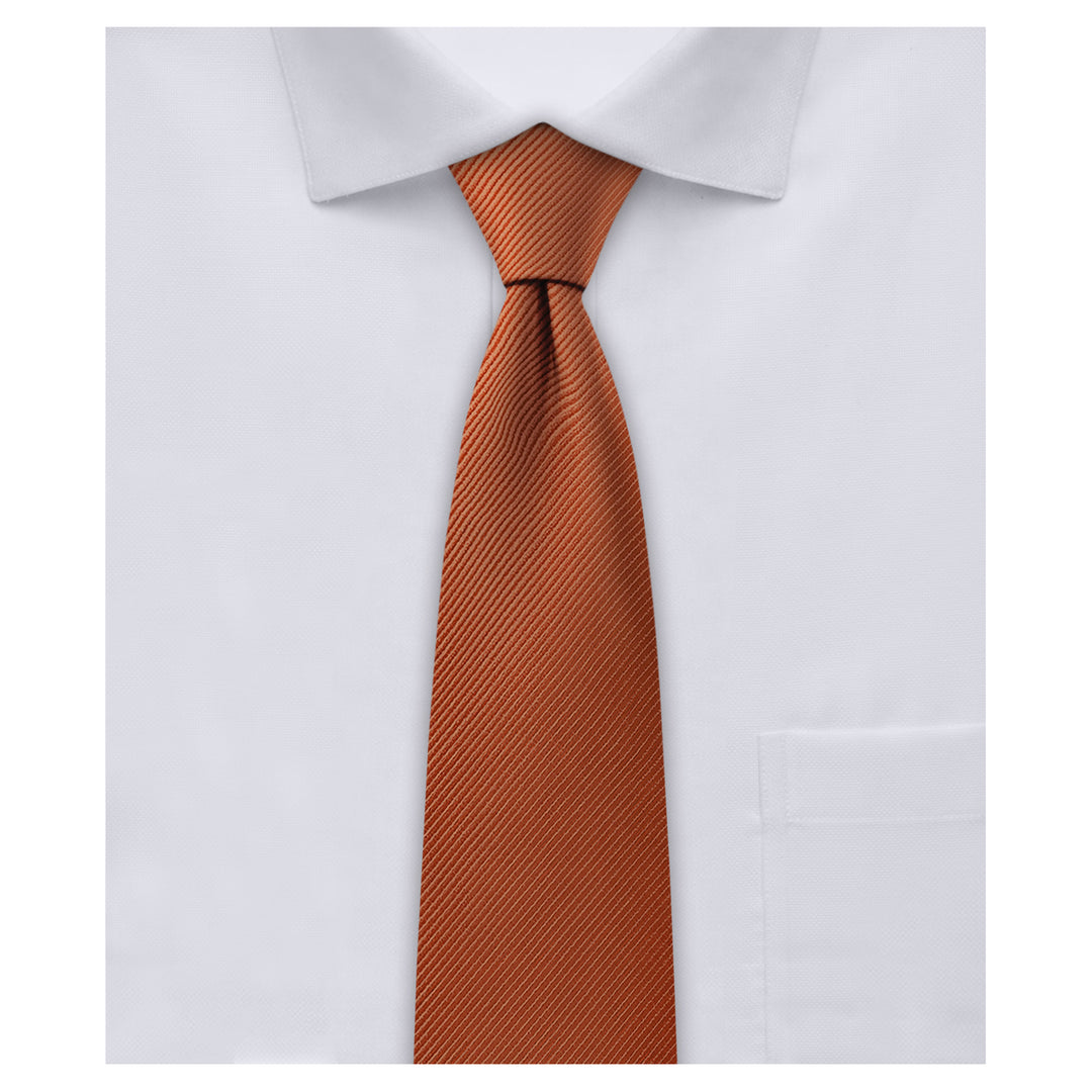 Silk Blend Solid Slim Tie - Rust