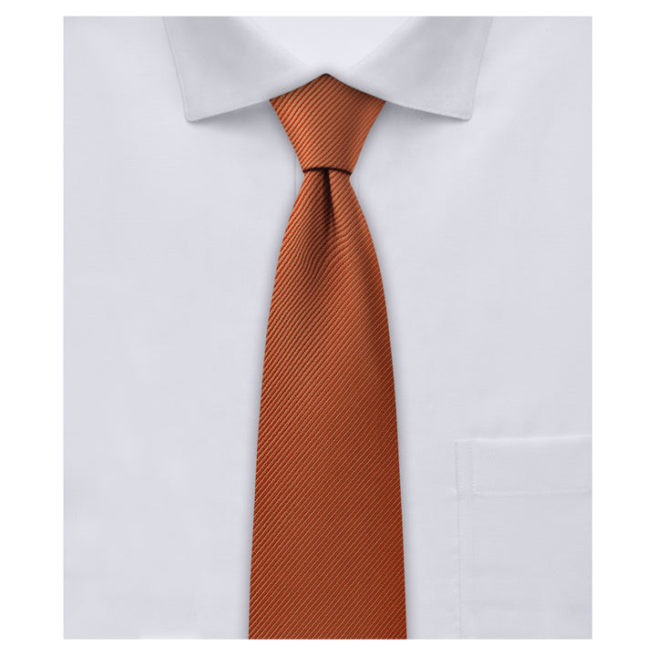 Silk Blend Solid Slim Tie - Rust
