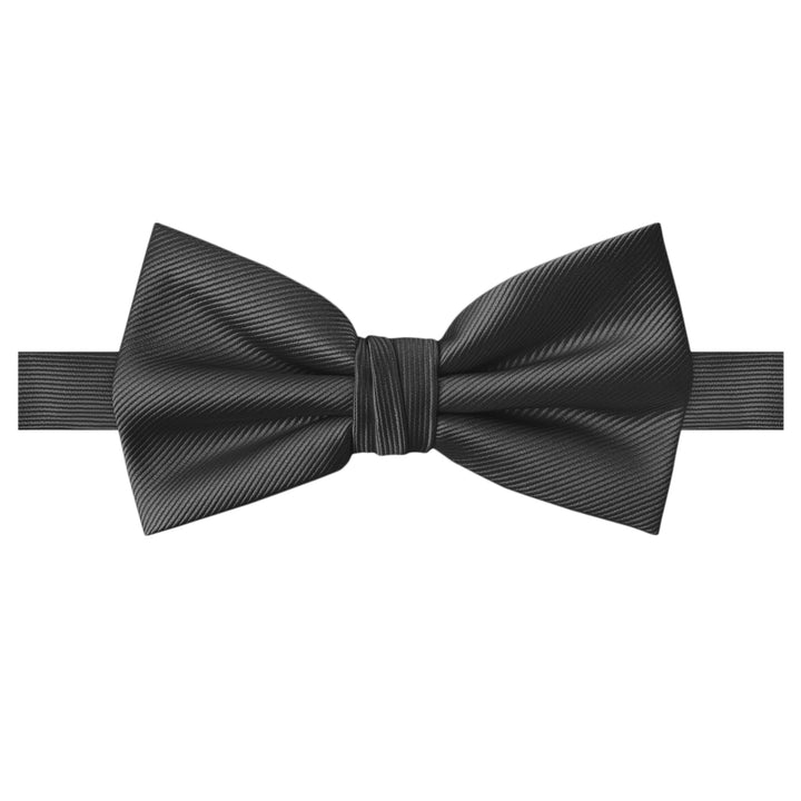 Silk Blend Solid Banded Bow Tie - Charcoal Gray