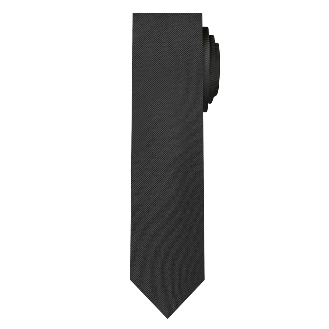 Silk Blend Solid Slim Tie - Charcoal Gray