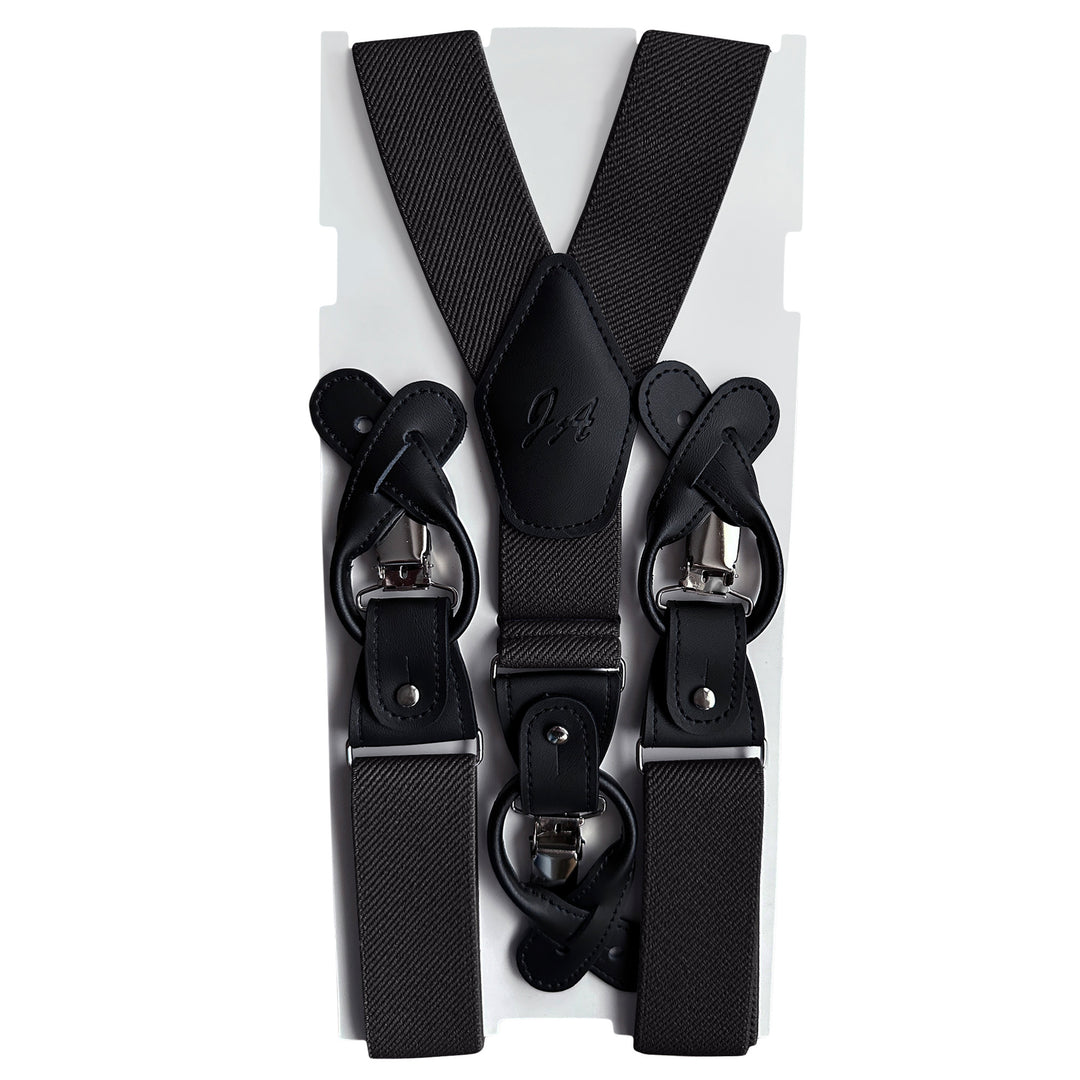 Elastic Solid Suspenders - Charcoal Gray