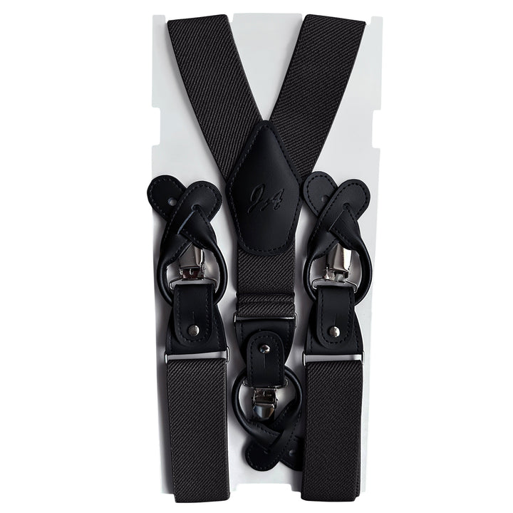 Elastic Solid Suspenders - Charcoal Gray