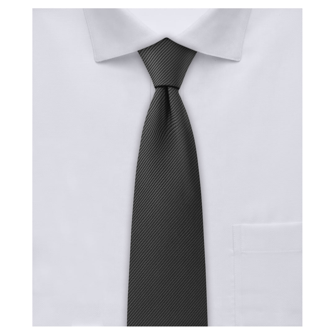 Silk Blend Solid Slim Tie - Charcoal Gray