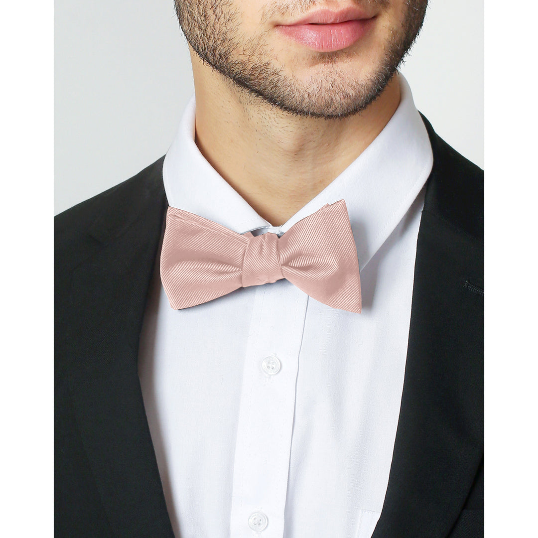 Silk Blend Solid Self-Tie Bow Tie - Bridal Pink