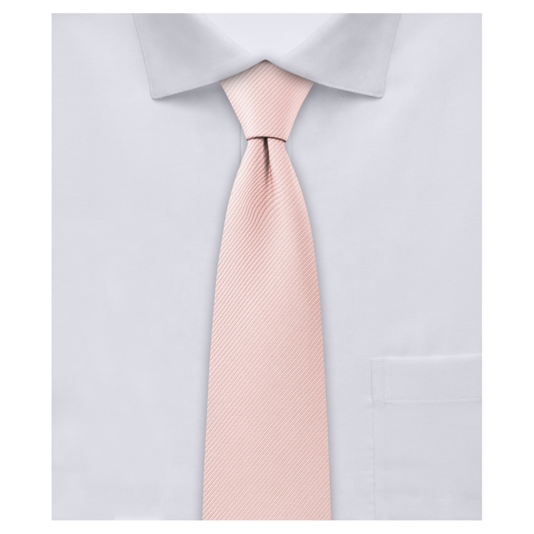 Silk Blend Solid Slim Tie - Bridal Pink