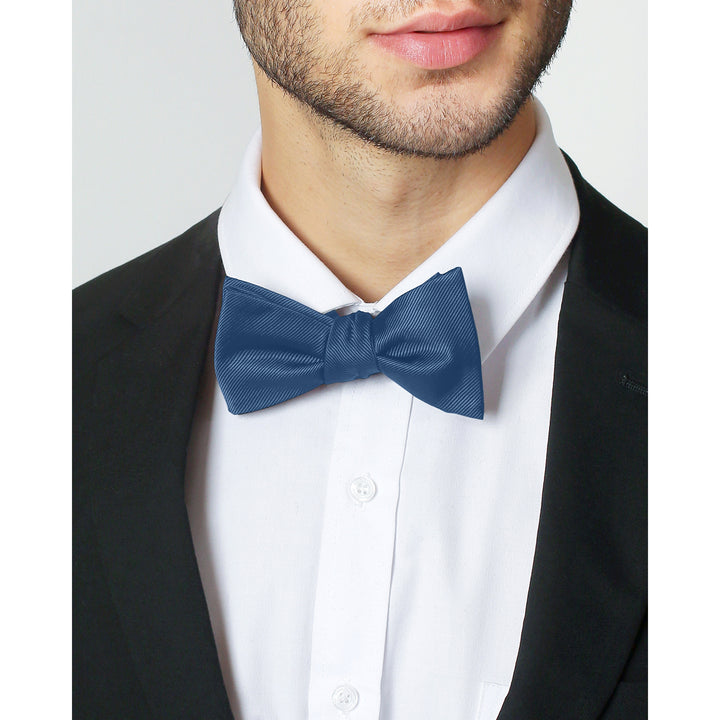 Silk Blend Solid Self-Tie Bow Tie - Steel Blue