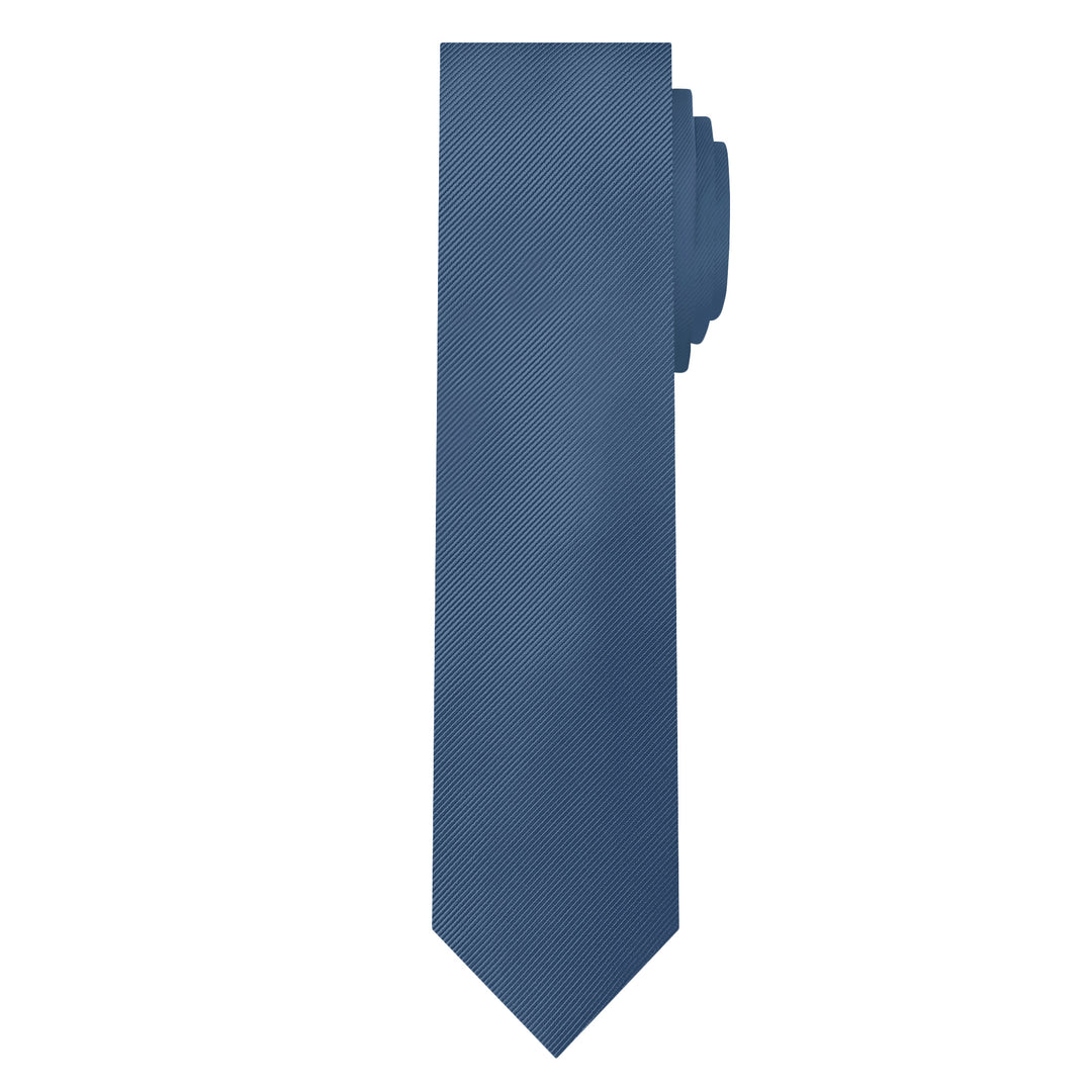 Silk Blend Solid Slim Tie - Steel Blue