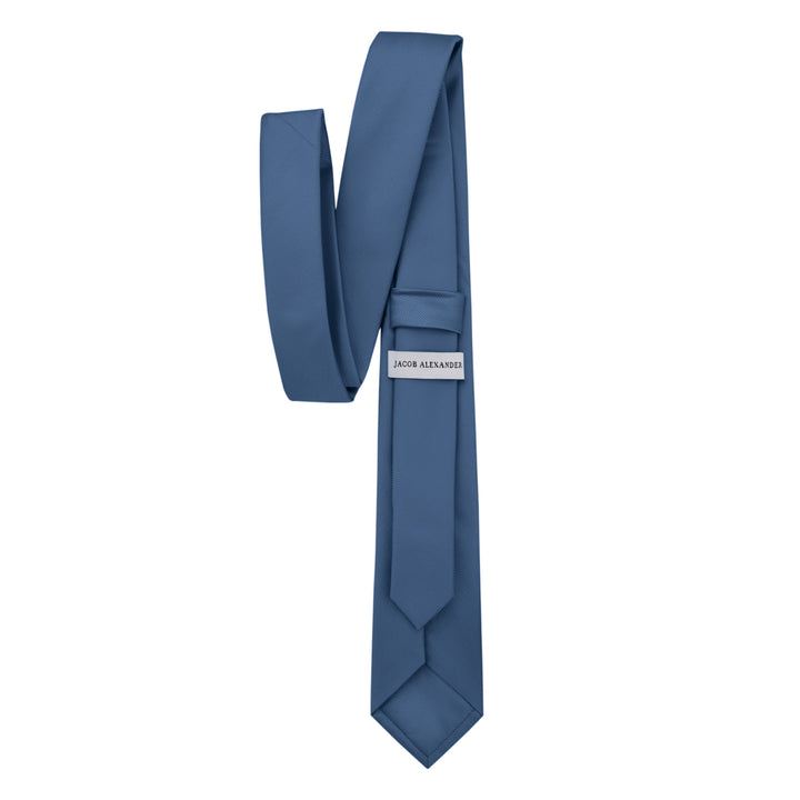 Silk Blend Solid Slim Tie - Steel Blue