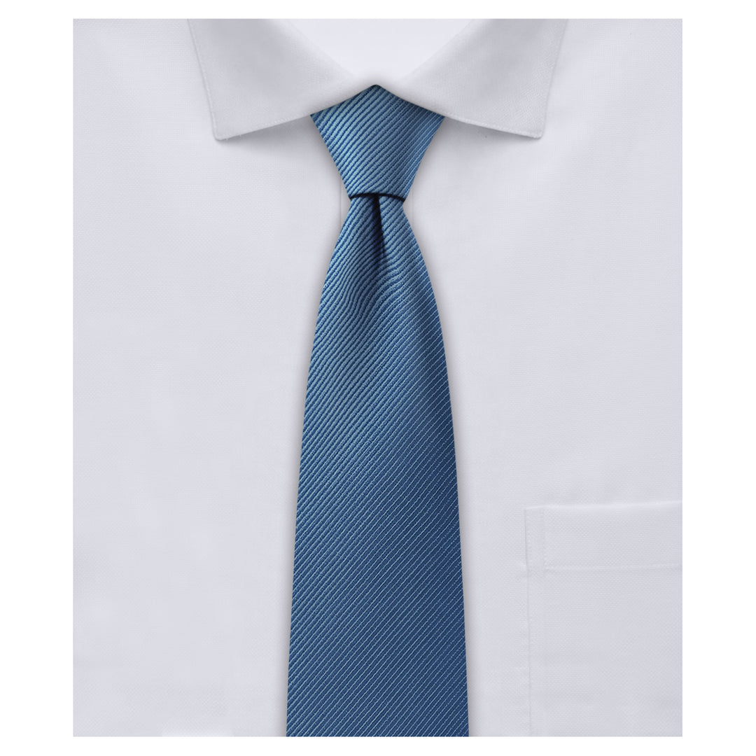 Silk Blend Solid Slim Tie - Steel Blue