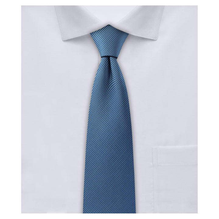 Silk Blend Solid Slim Tie - Steel Blue
