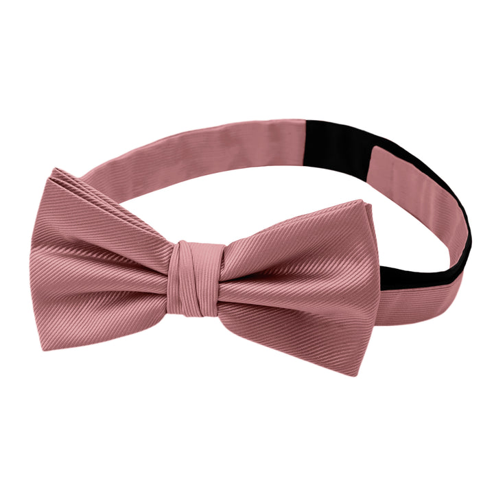 Silk Blend Solid Banded Bow Tie - Dusty Rose