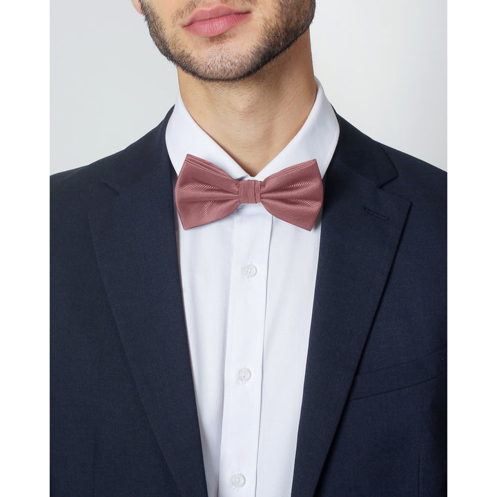 Silk Blend Solid Banded Bow Tie - Dusty Rose