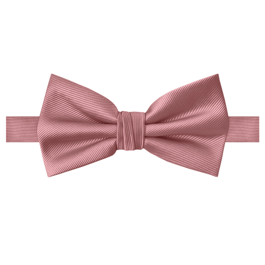 Wedding Silk Blend Solid Banded Bow Tie - Dusty Rose