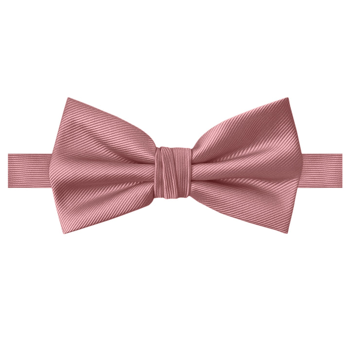 Silk Blend Solid Banded Bow Tie - Dusty Rose