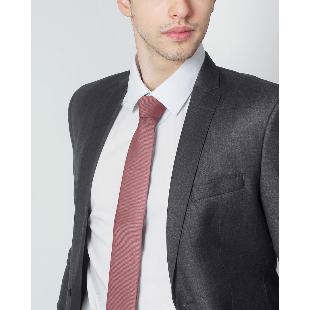 Silk Blend Solid Slim Tie - Dusty Rose