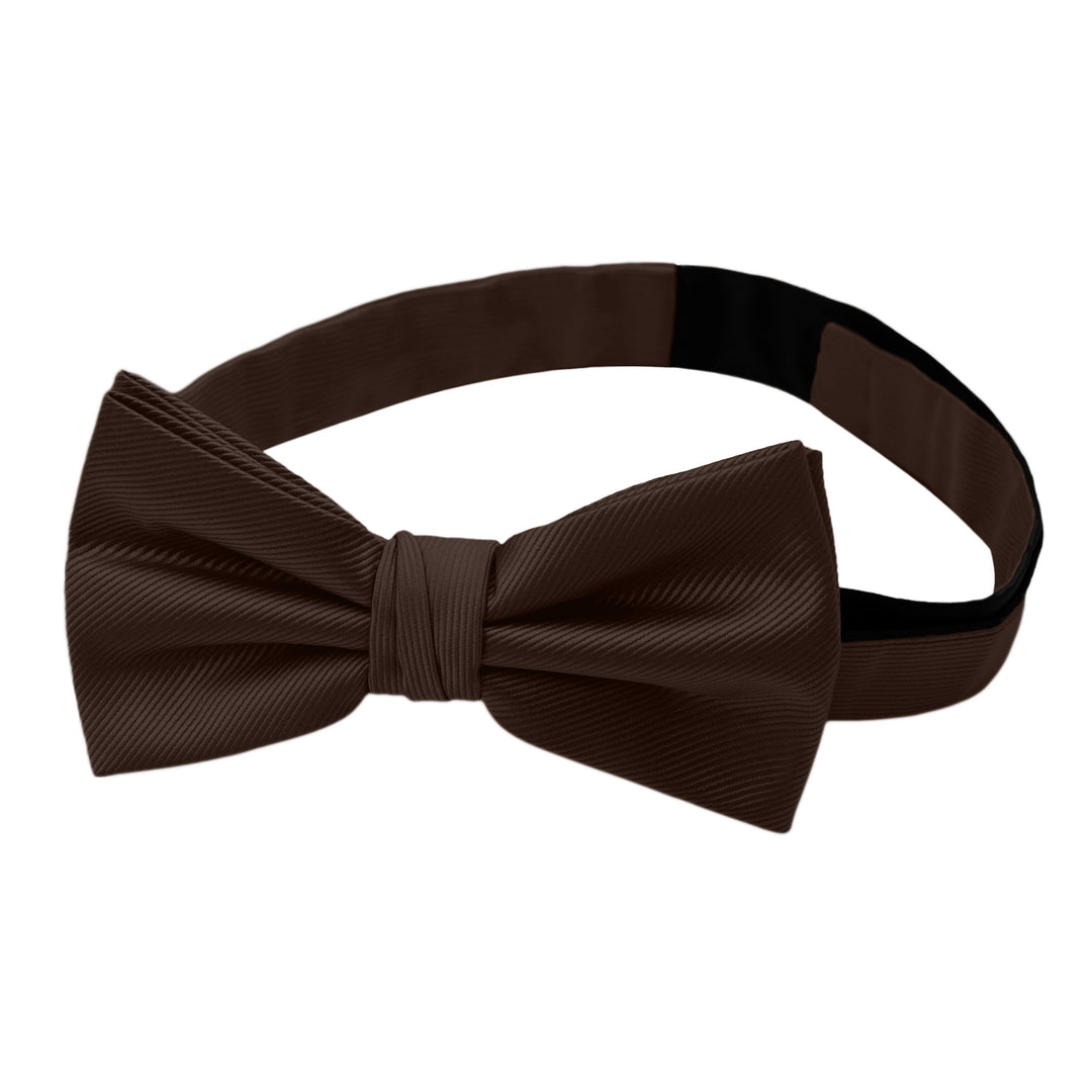 Silk Blend Solid Banded Bow Tie - Espresso