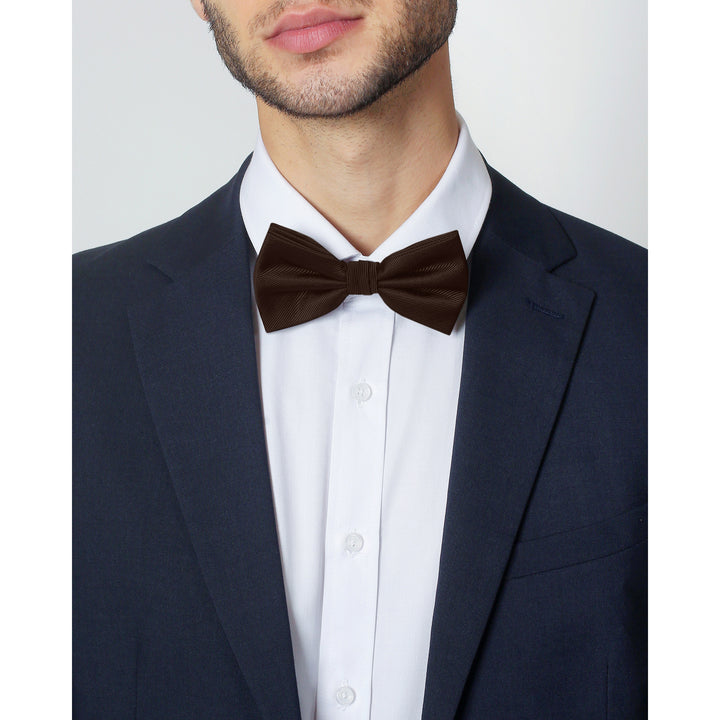 Silk Blend Solid Banded Bow Tie - Espresso